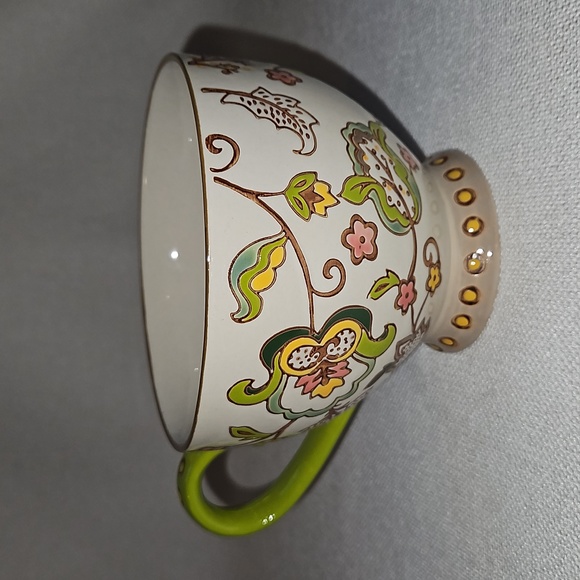 Dutch Wax footed mug, hand painted, ceramic - Picture 2 of 5